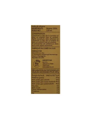 Huile de Sésame Coréenne 100% Naturelle (120g) (DDM : 25/03/2025)