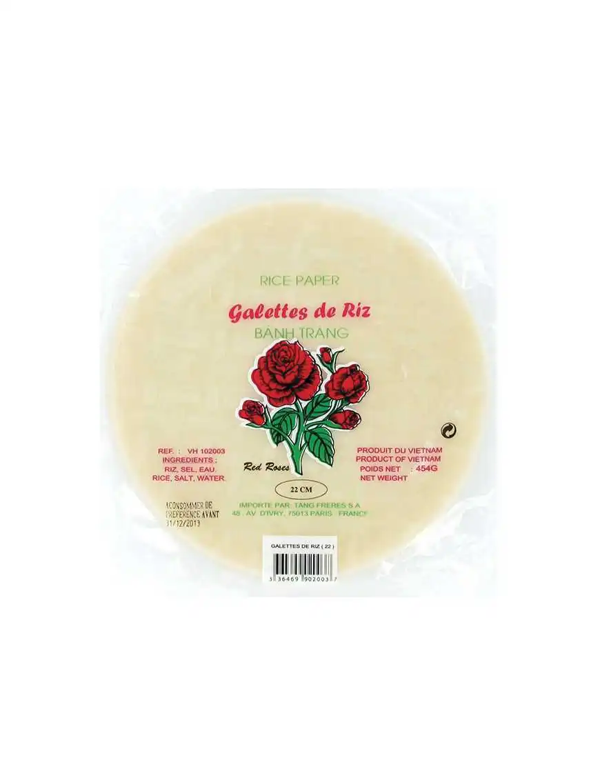 Feuilles ou Galettes de Riz de 22cm (pour Nems) - 454g